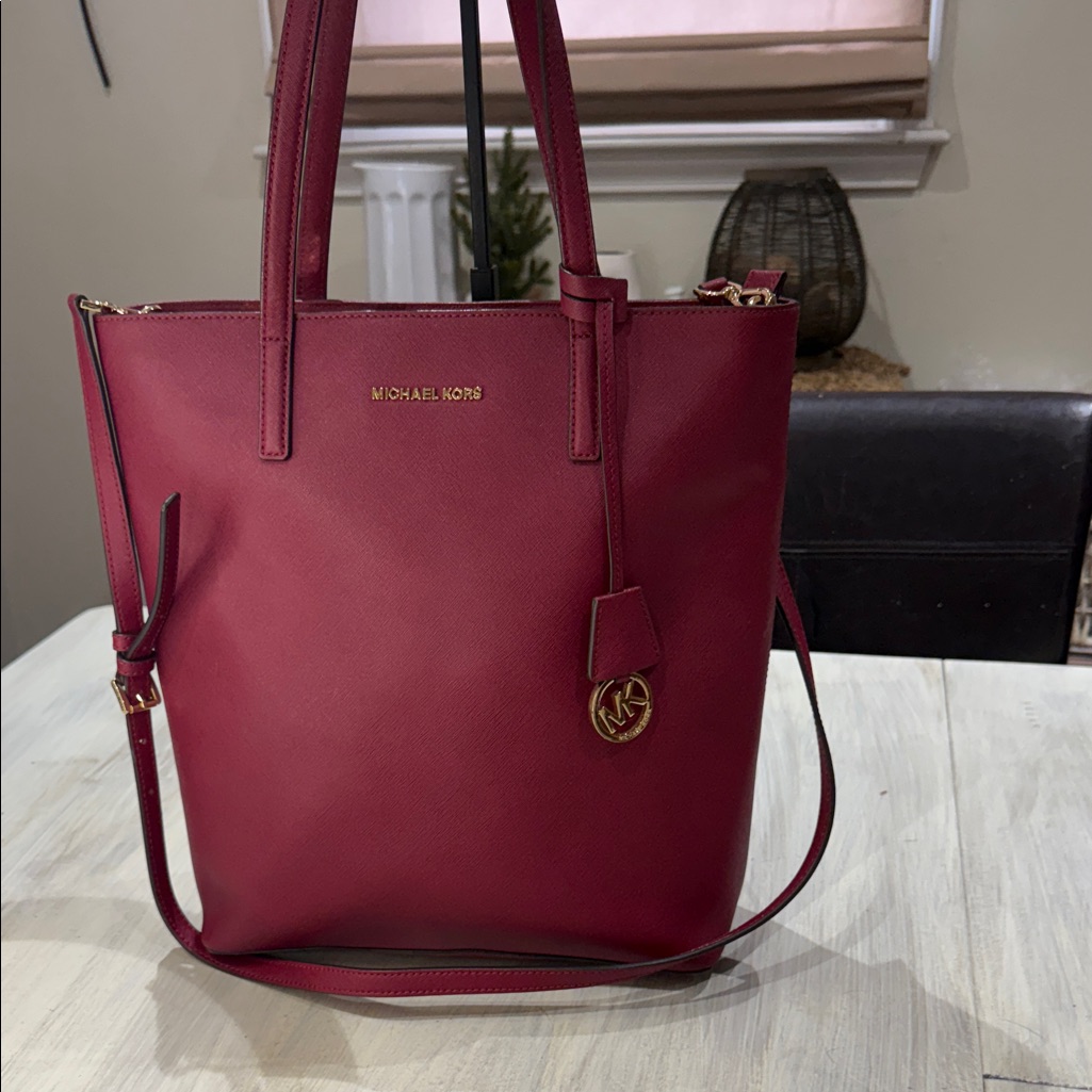 Michael Kors Burgundy Xl Tote/Crossbody Bag